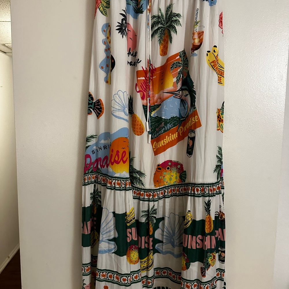 Rachel Zoe Green and Orange Patterned Skirt